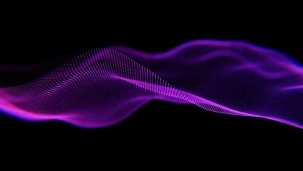 Poster - Futuristic Abstract Waves with Purple Light and Particles