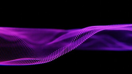 Aufkleber - Futuristic Abstract Waves with Purple Light and Particles