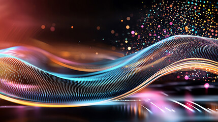 Poster - Vibrant light waves dance in abstract art digital realm graphic design colorful environment close-up modern expression