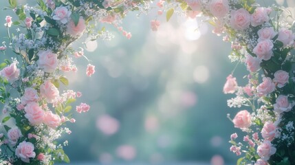 Aufkleber - Delicate floral wedding arch with soft focus creating a romantic ambiance for outdoor ceremonies and celebrations.