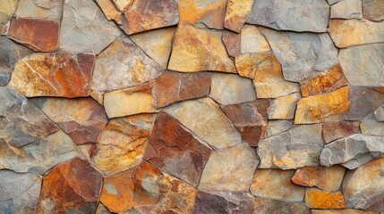 Poster - Granite stone wall texture with multicolored rough blocks creating a classic design ideal for backgrounds and decorative elements