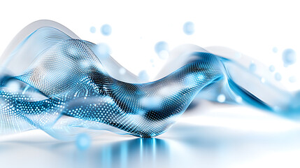 Poster - Dynamic blue wave patterns abstract design digital art futuristic environment creative concept for visual impact