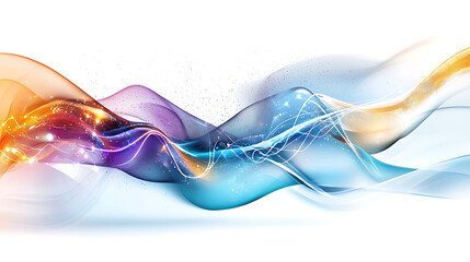 Poster - Dynamic waves of colorful light digital art abstract illuminated space wide angle visual harmony