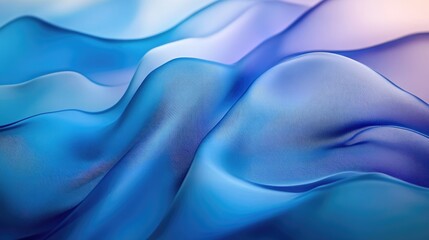 Poster - Elegant blue silk fabric waves creating a soft textured background for stylish and sophisticated visuals in design and advertising.