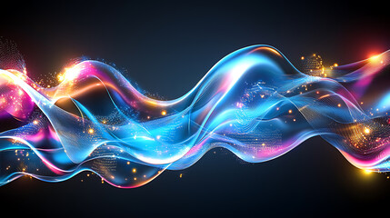 Poster - Dynamic color waves abstract art digital illustration fantasy environment close-up view vivid light concepts for visual impact