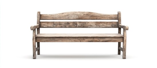 Aufkleber - Weathered wooden bench on a clean white background ideal for design projects home decor and rustic aesthetics
