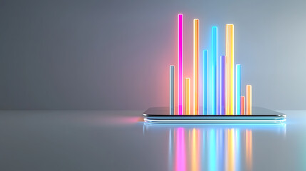 Poster - Dynamic data visualization on smartphone display modern tech environment digital art futuristic viewpoint