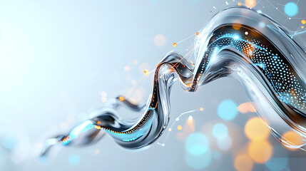 Poster - Dynamic abstract waves digital art modern technology futuristic environment close-up view innovation concept