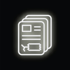 Poster - Glowing neon sign depicting business documents with charts and graphs