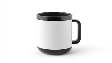Aufkleber - Black and white coffee cup on white background minimalistic design for branding and mockup presentations