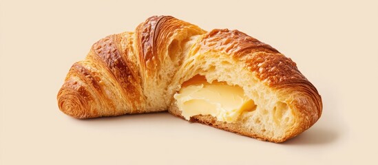 Poster - Freshly baked croissant with melted butter filling ideal for a delightful breakfast or a rich snack option.