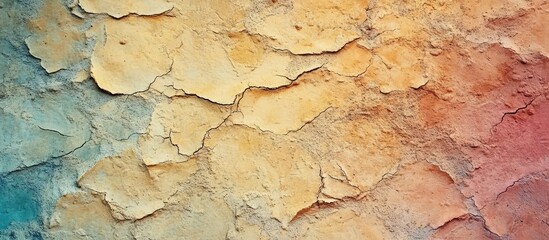 Poster - Textured weathered cement wall with cracked imperfections in warm colors perfect for artistic backgrounds and design projects