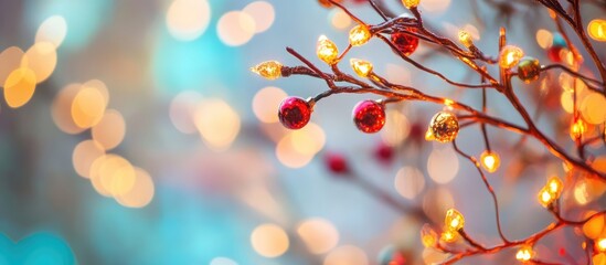 Aufkleber - Bokeh pattern garland with blurred golden lights creating a festive and celebratory atmosphere for holidays and special occasions