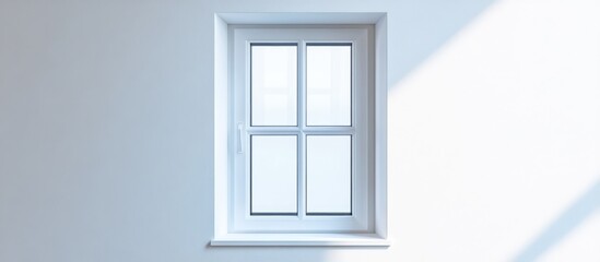 Aufkleber - Modern white plastic window with clear glass and elegant frame against a clean white wall ideal for interior design and renovation concepts