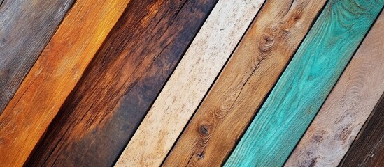 Fototapete - Rustic wooden surface showcasing diverse grain textures ideal for vintage design and natural aesthetics in interior projects