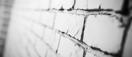 Aufkleber - Textured white brick wall with cracks and softly blurred background suitable for interior design and home decor projects