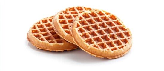 Aufkleber - Waffles stacked on a white background showcasing a delicious and appetizing breakfast treat for culinary and food photography use