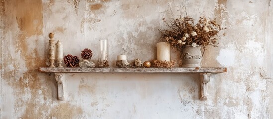 Poster - Vintage decorative wall shelf with embellishments and rustic decor elements in a charming interior setting