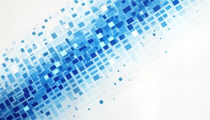 Leinwandbilder - Abstract blue pixelated background with diagonal squares. Digital mosaic pattern in shades of blue, white. Futuristic tech design for websites, apps, digital artworks. Modern grid style. Seamless