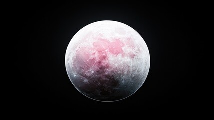 Poster - White and pink moon glowing against a serene black background perfect for cosmic art or dreamlike concepts