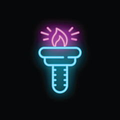 Poster - neon torch burning with bright blue and pink light on a black background, perfect for concepts such 