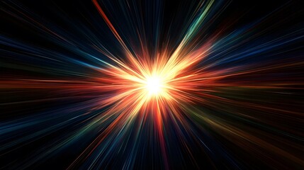 Poster - Dynamic explosion of light abstract universe digital art cosmic environment eye-level view energy and motion