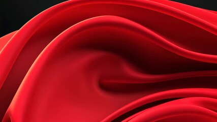 Poster - Smooth Red Close-Up of Curved Patterns with Telephoto Effect and Dynamic Flow