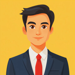 Poster - a man in a suit and tie with a red tie is smiling