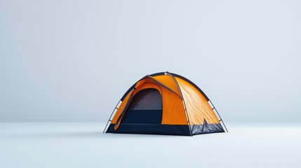 yellow camping tent isolated on white background