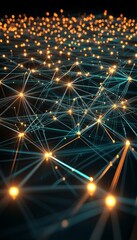 Poster - Illuminated Network Connections, Abstract Technology with Fiber Optic, AI Generated Digital Art