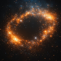 Poster - A bright orange circle of stars is surrounded by a dark background