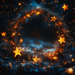Poster - A starry night sky with a glowing circle in the center
