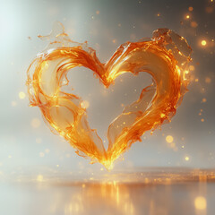 Poster - A heart made of fire is floating in the air