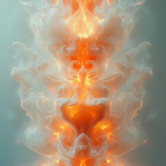 Poster - A white and orange flame-like structure with a yellow center