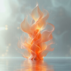 Poster - The image is a colorful, abstract representation of fire with orange
