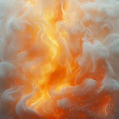 Poster - A white and orange flame-like structure with a yellow center
