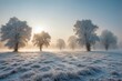 © alexx_60 - Group of Snow-Covered Trees in the Middle of a White Snowy Field
