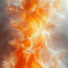 Poster - The image is a colorful, abstract representation of fire with orange