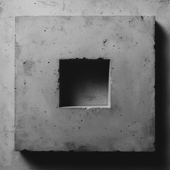 Poster - A grey square with a hole in the middle. The square is made of concrete and has a rough texture. The hole in the middle of the square is the only visible feature