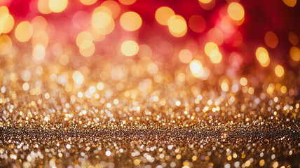 Poster - A gold and red background with a lot of glitter