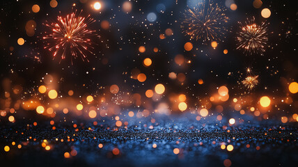 Poster - A fireworks display is lit up in the night sky