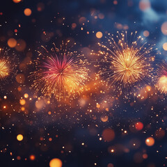 Poster - A fireworks display with three fireworks in the foreground