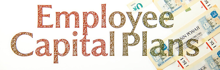 Poster - Polish Banknote Background With Isolated Text Of Employee Capital Plans Made From Image Of Polish Banknotes On White And Transparent Png Layer. 00001