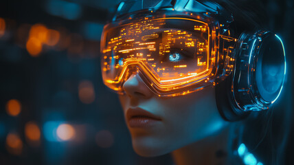 Aufkleber - A woman wearing a pair of virtual reality goggles