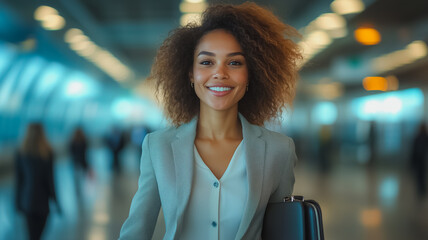 Poster - a woman wearing a business suit and smiling