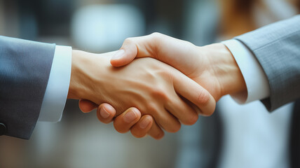 Wall Mural - Two men shake hands in a business meeting