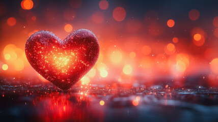 Poster - A heart made of glitter is on a dark background