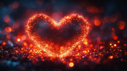 Poster - A heart made of sparkles is lit up in the dark