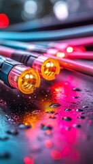 Poster - Fiber Optic Cables, Close-Up A Colorful Depiction Of High-Speed Data Transmission Technology.