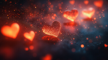 Poster - A close up of a bunch of hearts with a lot of sparkles